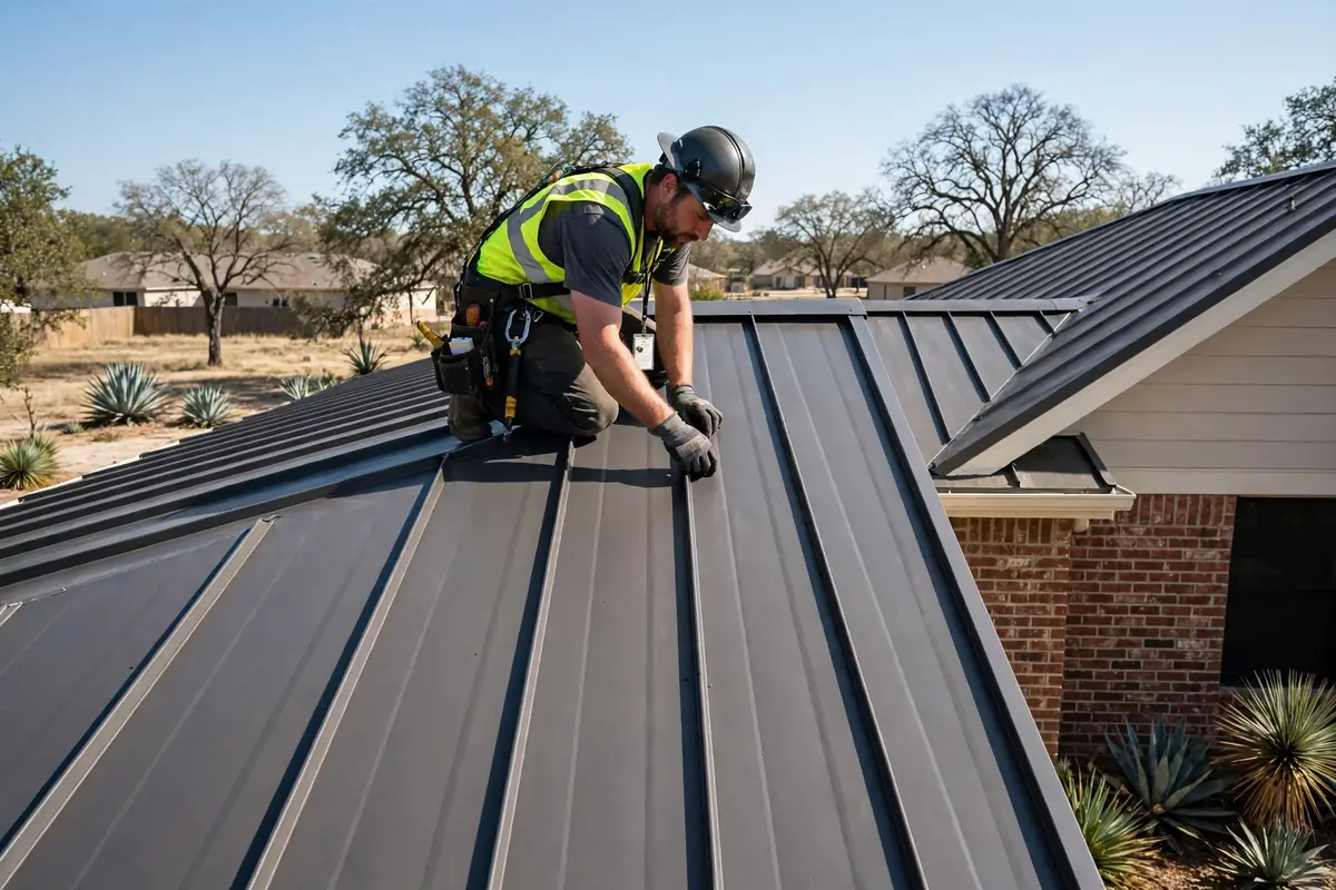 Metal roof leak repair on standing seam roof
